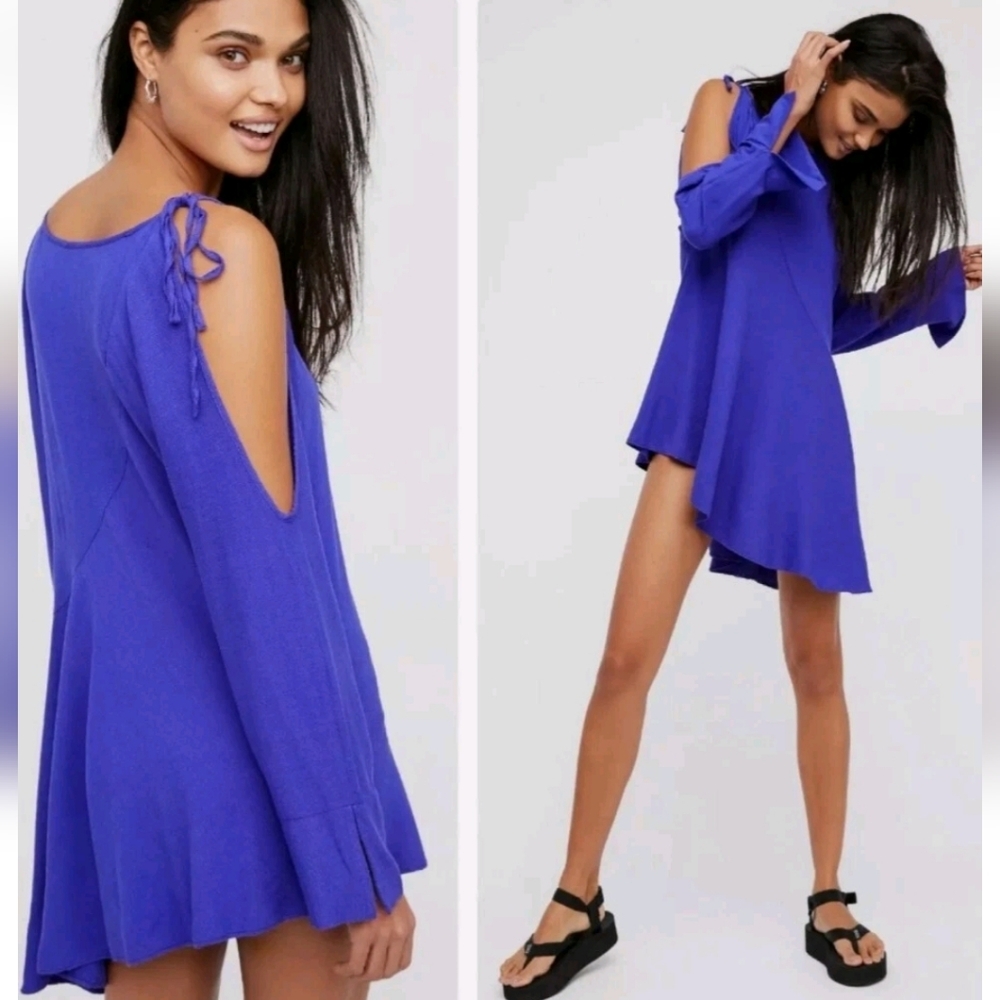 FREE PEOPLE Clear Skies Violet Short Tunic style Size S Long Sleeve Pullover New